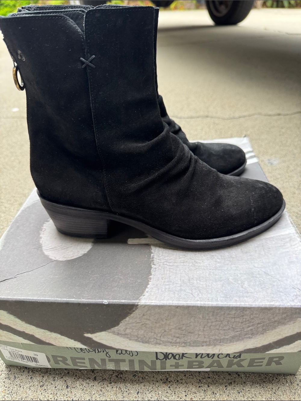 Florentino and Baker Black Suede Mid-Calf Women's Boots